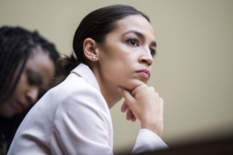 Image: Rep. Alexandria Ocasio-Cortez, D-NY, during a House Oversight and Reform Committee markup on June 12, 2019.