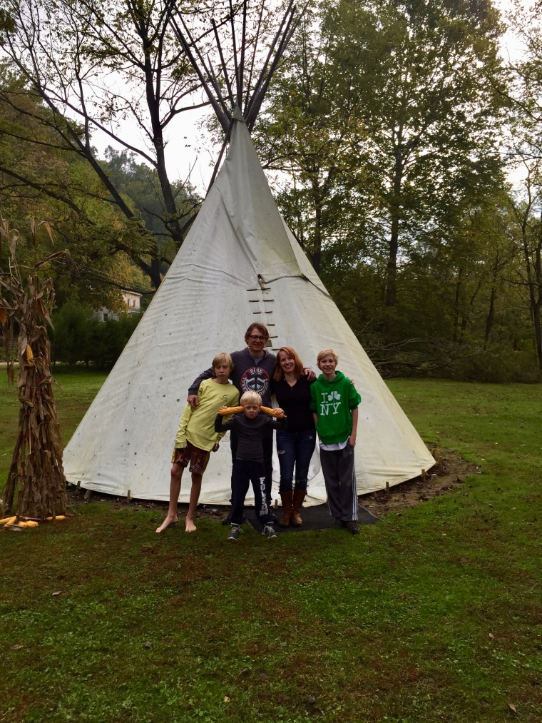 The Folsom Family in Pequa, PA. From left to right: Josh Folsom (13), Ben Folsom, Anderson Folsom (7), Jenn, Will Folsom (13)