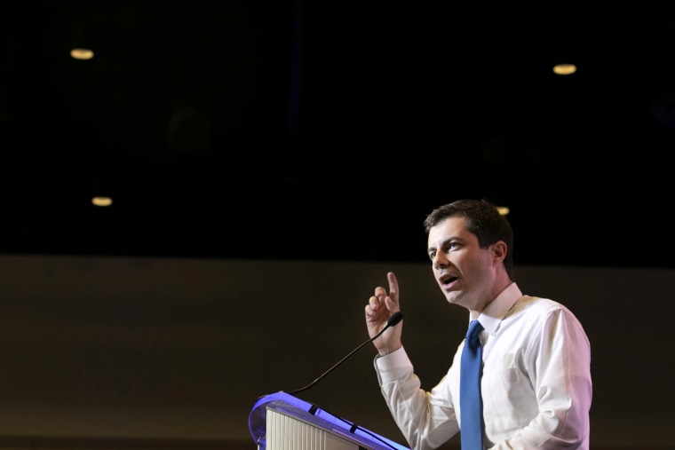 Image: Democratic presidential candidate Pete Buttigieg speaks at the South Carolina Democratic Convention in Columbia on June 22, 2019.