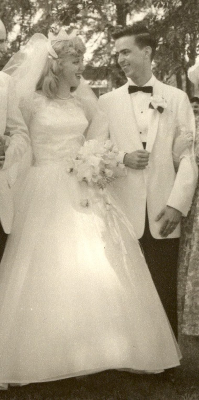 Ginger Brown wore a dress that echoed the design of her original wedding gown. 