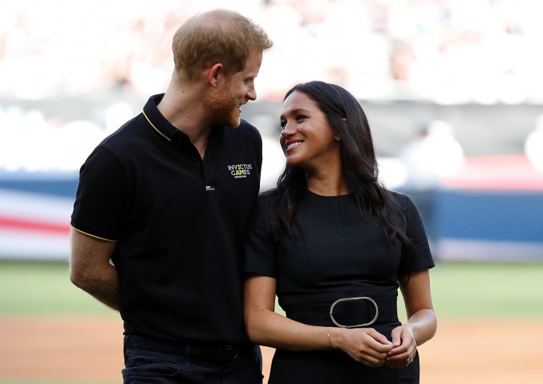 Image: Britain's Prince Harry and Meghan, Duchess of Sussex attend the Boston Red Sox v New York Yankees match in London