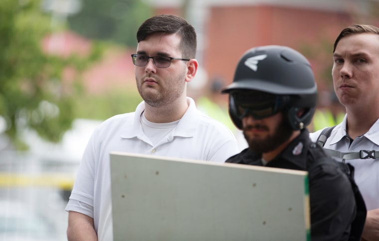 Image: James Alex Fields Jr. is seen participating in Unite The RIght rally before his arrest in Charlottesville