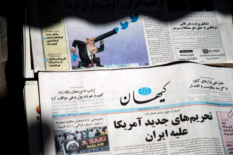 Image: A copy of Kayhan Iranian newspaper is seen in Tehran