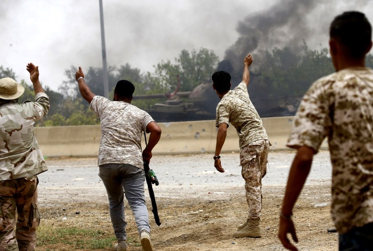 Image: Fighters loyal to the Government of National Accord in the al-Sawani area near Tripoli, Libya, on June 13, 2019.
