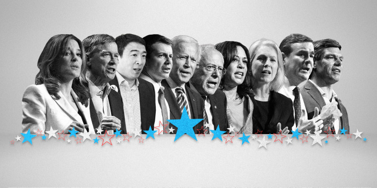 Image: The first Democratic debate -- a two-night event -- is hosted by NBC News, MSNBC and Telemundo and will air live across all three networks starting at 9 p.m. ET.