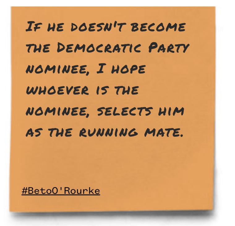 "If he doesn't become the Democratic Party nominee, I hope whoever is the nominee, selects him as the running mate."