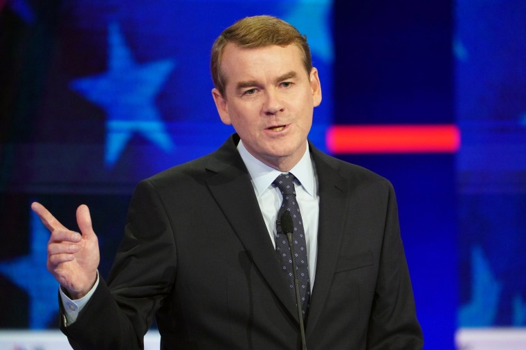 Image: Sen. Michael Bennet (D-Colo.) speaks during the Democratic presidential debate in Miami on Thursday night, June 27, 2019.