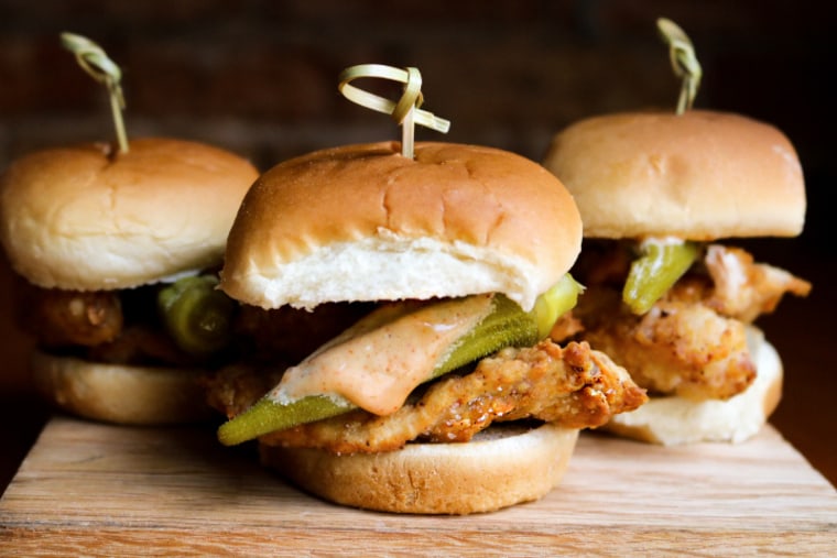 Chef Shaun Garcia's fried chicken sliders at Soby's