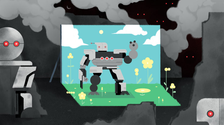 Illustration of military robot.