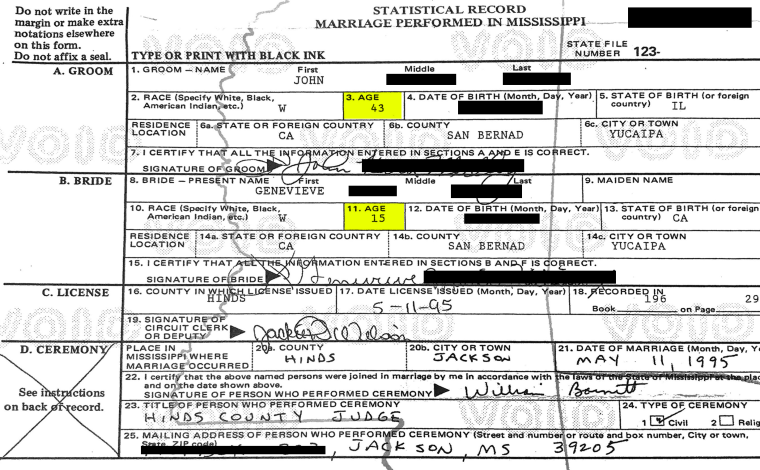 Image: Genevieve Meyer's marriage certificate