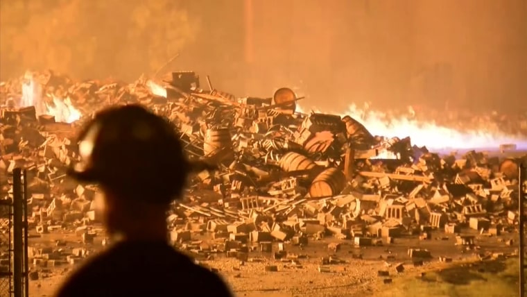 Image: A massive fire spread through a Jim Beam aging facility in Kentucky on July 2, 2019.