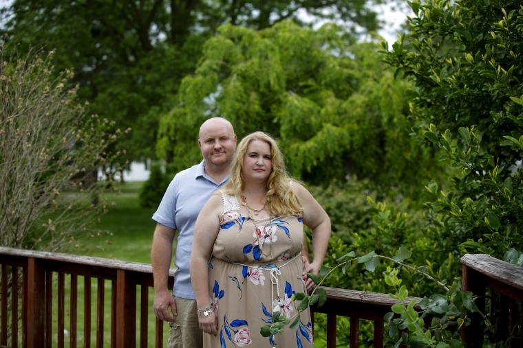 Image: Genevieve Meyer and her husband, Nick, at their home in Hoagland, Indiana, on July 6, 2019.