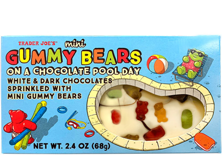 Mini Gummy Bears on a Chocolate Pool Day Trader Joe's