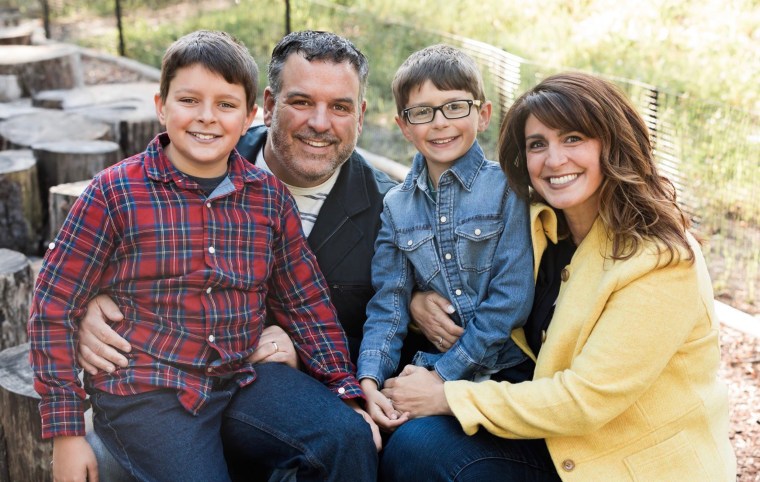 Jennie Dede with her sons Nathan and Nicholas and her husband, Chris.