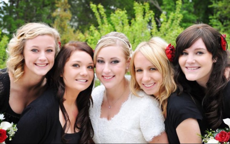 The happy bride with her friends.