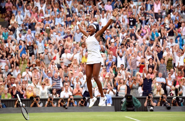 Image: Cori Gauff of the U.S. celebrates winning her third round match against Slovenia's Polona Hercog