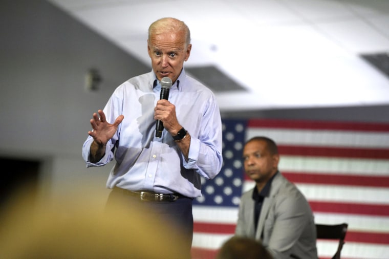 Image: Democratic presidential candidate and former Vice President Joe Biden speaks at a town hall on Sunday, July 7, 2019, in Charleston, S.C