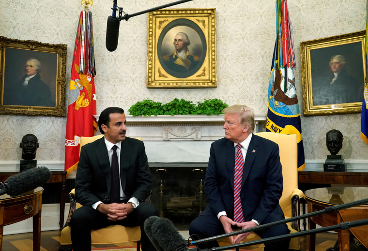 Trump meets Qatar's Emir Sheikh Tamim bin Hamad al-Thani at the White House in Washington