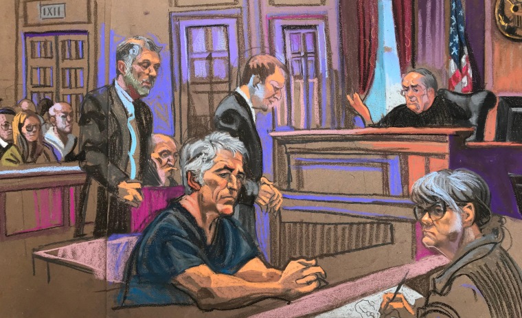 Jeffrey Epstein in court on Monday.