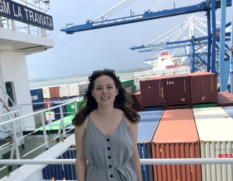 Image: Kajsa Fernstrom Natby travels on a cargo ship from the U.S. back to Europe.