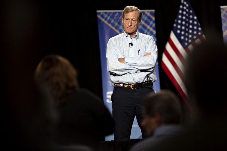 Image: Tom Steyer listens during a town hall event in Ankeny, Iowa, on Jan. 9, 2019.