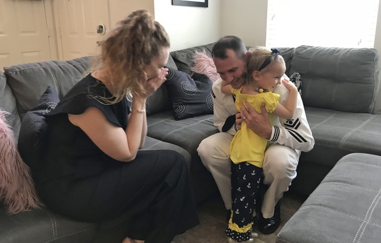 Desiree Mieir's husband Dan returns home, surprising his kids after an eight-month deployment.