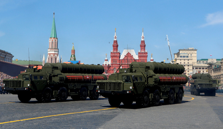 Image: S-400 missile air defense systems during a Victory Day parade in the Red Square in Moscow on May 9, 2018.