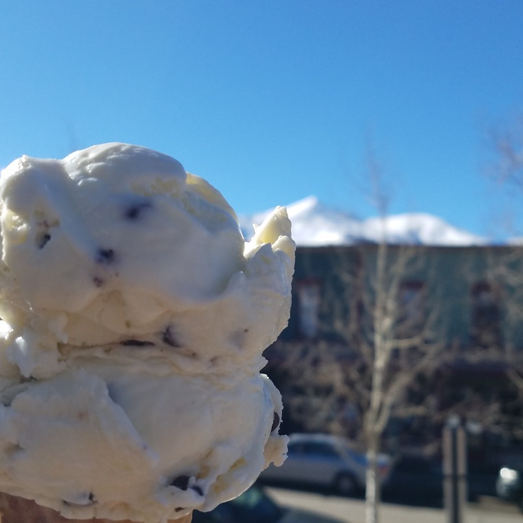 ice cream cone from Higgles Ice Cream in Breckenridge, Colorado