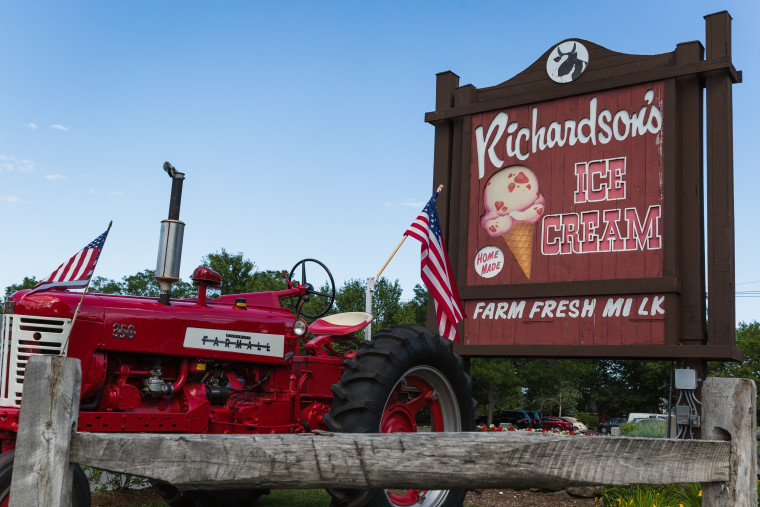 Richardson's Ice Cream sign and tractor