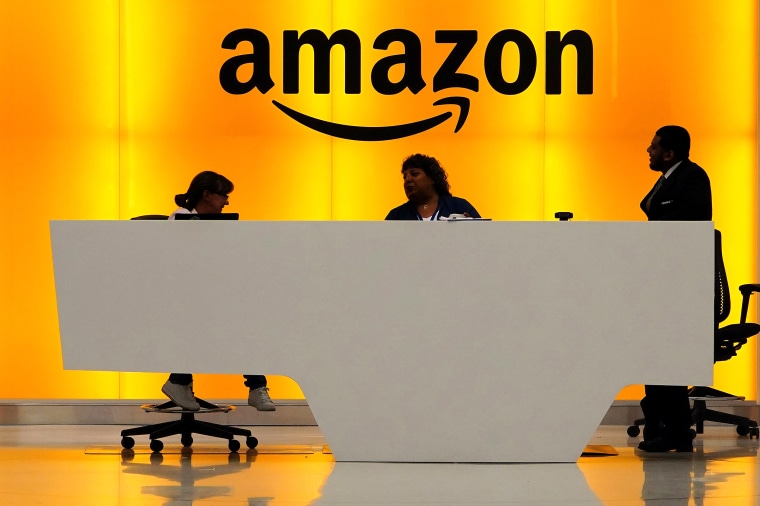 Image: Amazon office front desk pictured in Manhattan, New York