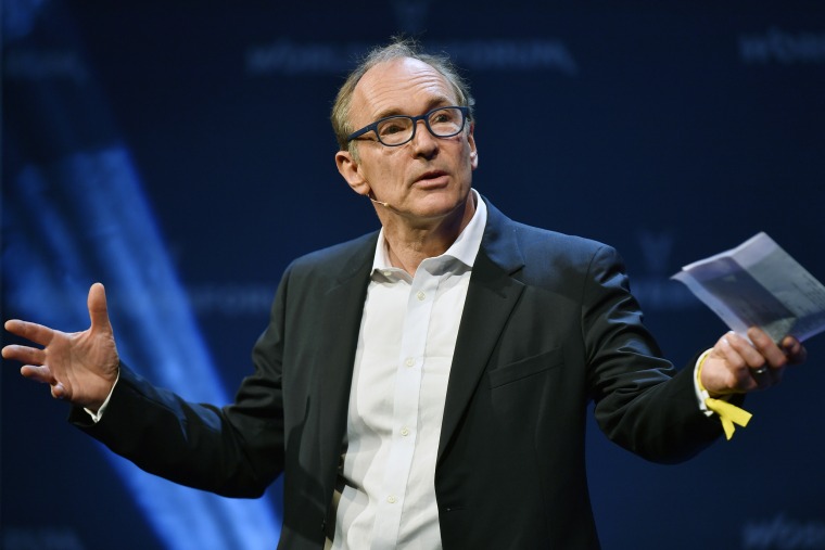 British computer scientist Tim Berners-Lee speaks at the World Web Forum in Zurich on Jan. 24, 2017.