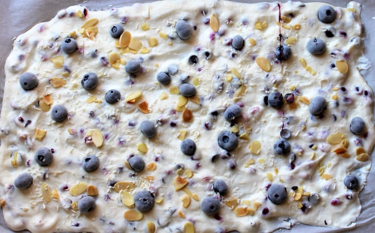 Frozen Yogurt Bark with Blueberries and Pomegranate