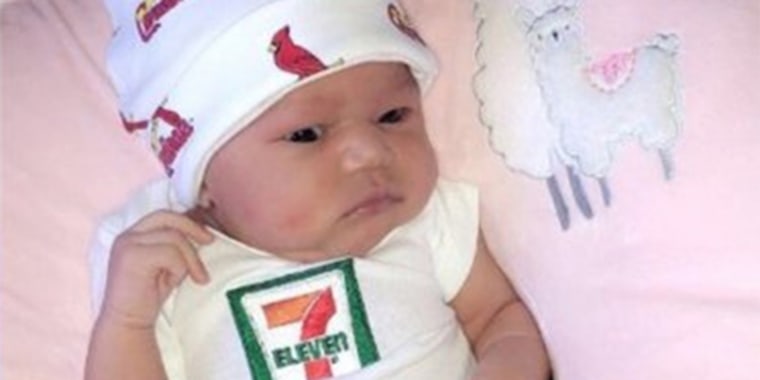 7-Eleven has given a special gift to the family of J'Aime Brown, a baby girl born on July 11 at 7:11 p.m. and weighing 7 pounds and 11 ounces. 