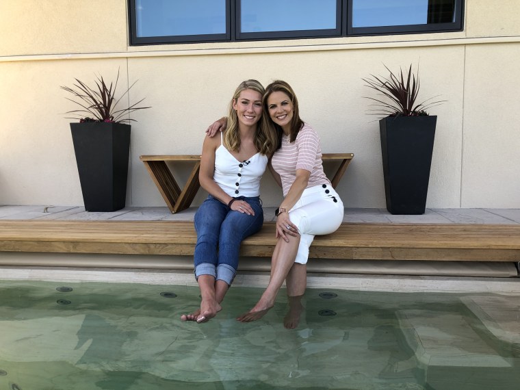 The ladies take a break to dip their tools in the home's therapy pool.

