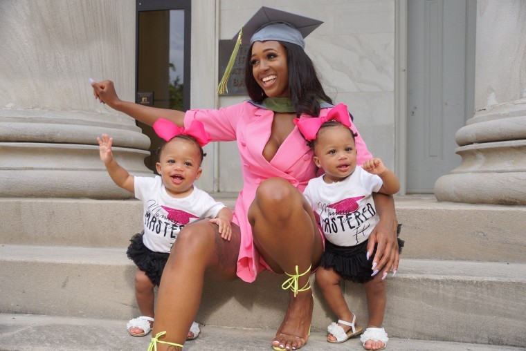 single mother of twins who graduated with two degrees