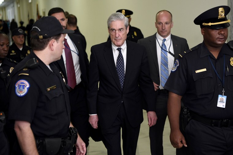 Image: Robert Mueller arrives to testify on Capitol Hill on July 24, 2019.