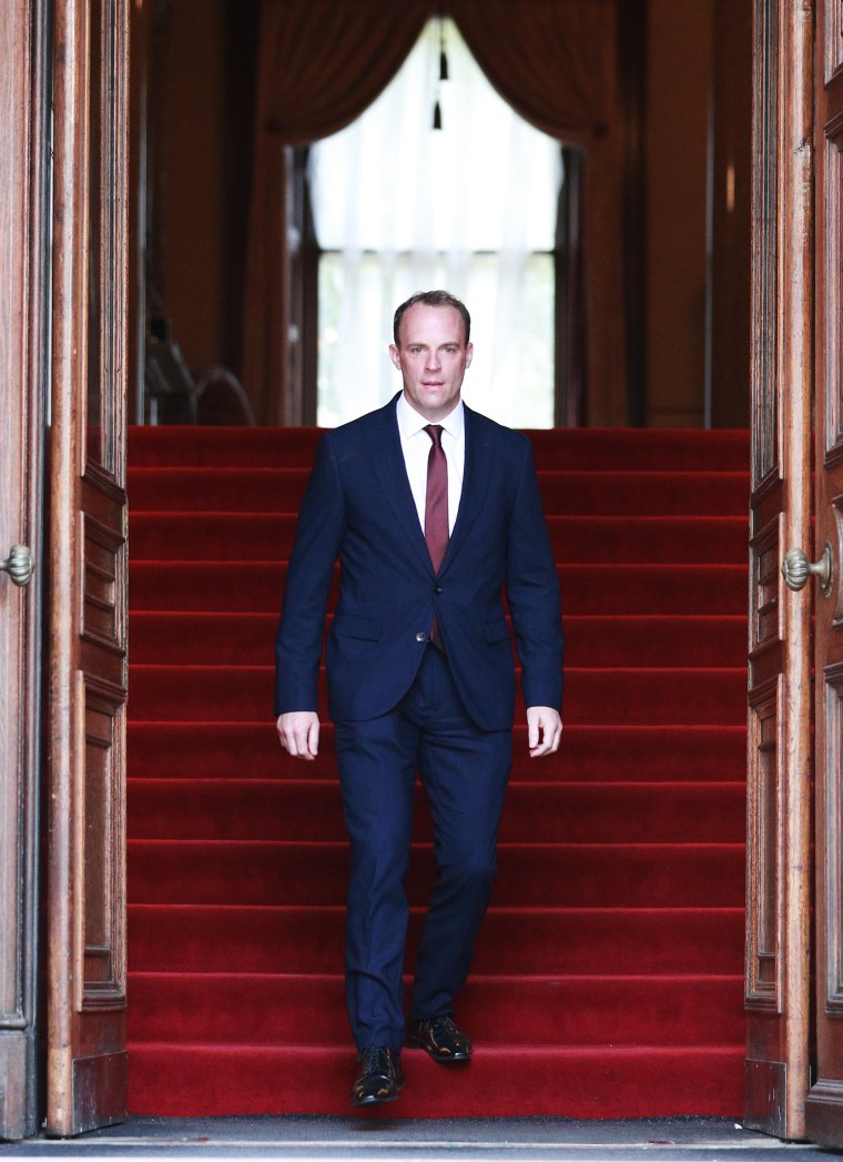 Image: Dominic Raab at the Foreign and Commonwealth building in London on Wednesday