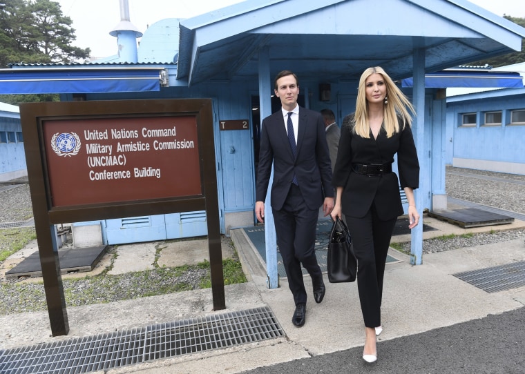 Image: White House Senior Advisors Ivanka Trump and Jared Kushner, walk in the border village of Panmunjom in the Demilitarized Zone, South Korea