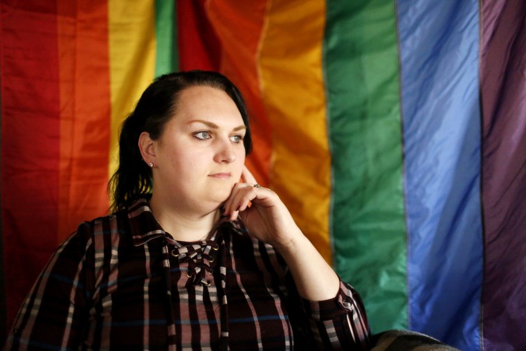 Image: Destiny Clark, here in Odenville, Ala. in 2018, and two other transgender women filed a lawsuit challenging Alabama's requirement for a person to show proof of gender reassignment surgery in order to change their gender on their driver's license.
