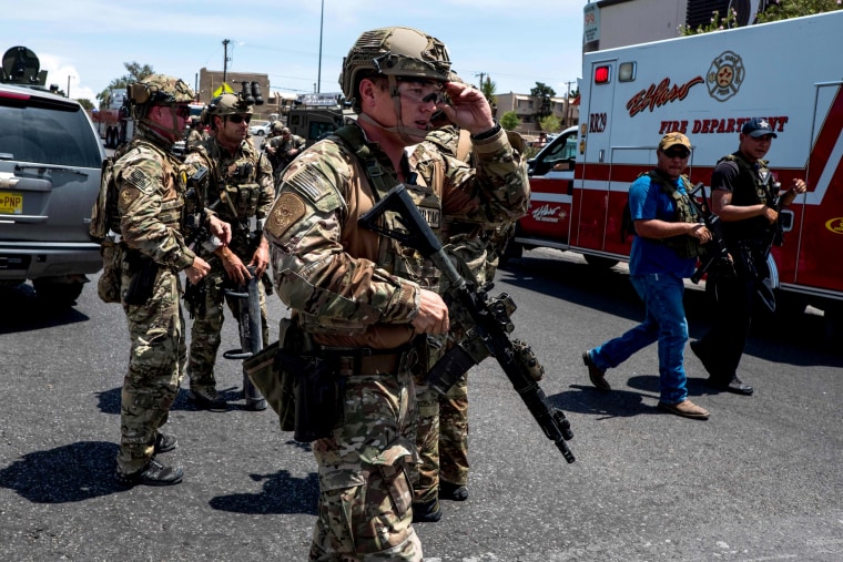 Image: Law enforcement agencies respond to an active shooter at a Walmart near Cielo Vista Mall in El Paso, Texas, on Aug. 3, 2019.