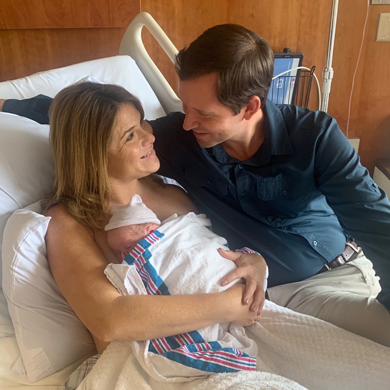 Jenna Bush Hager with her newborn and husband.