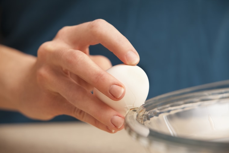 If you're cracking an egg on a bowl, you might be using more force than necessary. 