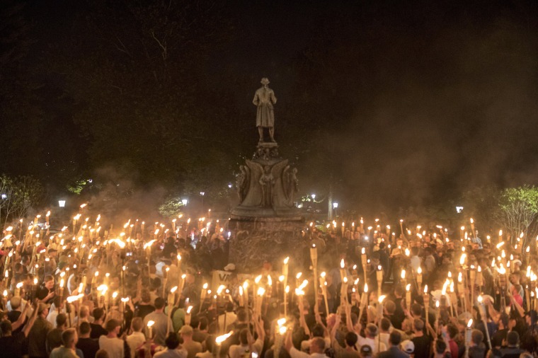 Image: Torch-Bearing White Nationalists Rally Around a Statue of Thomas Jefferson