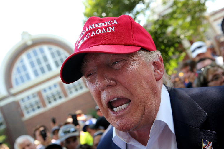 Image: Republican presidential candidate Donald Trump campaigns at the Iowa State Fair