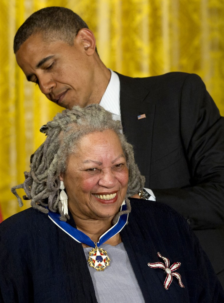 Image: President Barack Obama awards Toni Morrison with a Medal of Freedom at the White House in 2012.