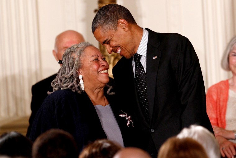 Image: Toni Morrison smiles with President Barack Obama during a Medal of Freedom ceremony at the White House in 2012.