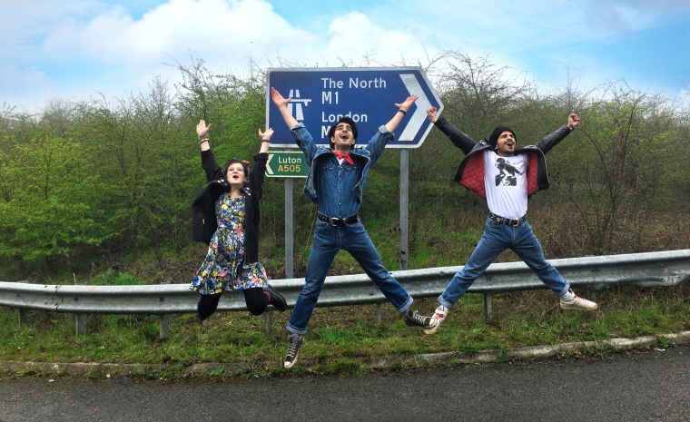 Nell Williams as Eliza, Viveik Karla as Javed and Aaron Phagura as Roops in "Blinded by the Light."