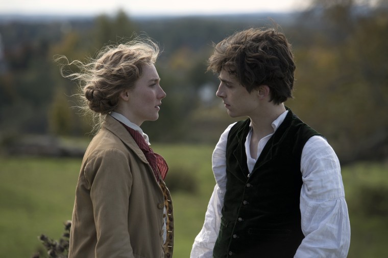 Saoirse Ronan and Timothee Chalamet portray Jo and Laurie in the latest adaptation of "Little Women."