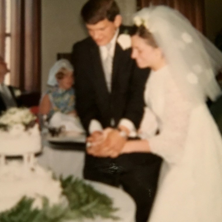 The Cowburns cut their original wedding cake on July 18, 1970.