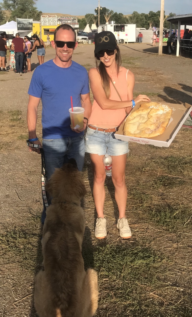 At Crow Fair with my puppy and the world's largest fry bread